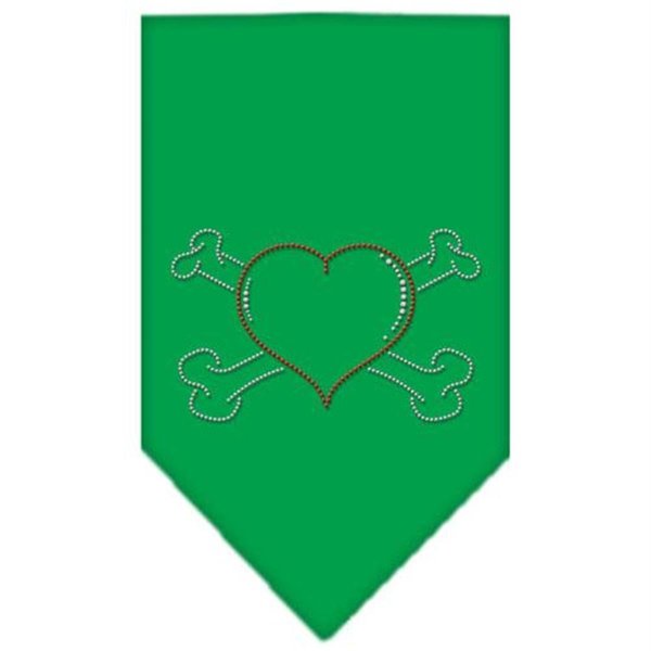 Unconditional Love Heart Crossbone Rhinestone Bandana Emerald Green Small UN802701